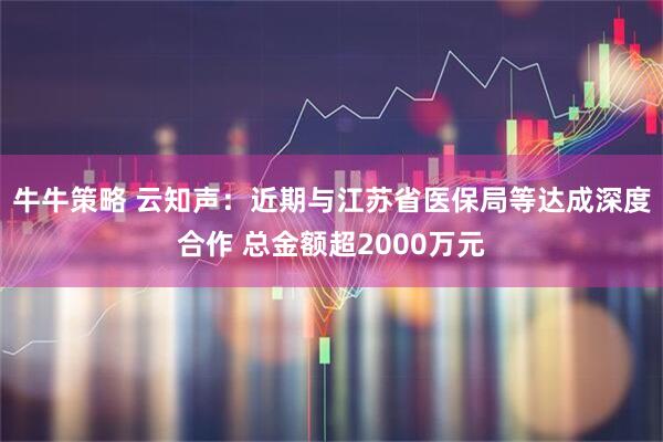 牛牛策略 云知声：近期与江苏省医保局等达成深度合作 总金额超2000万元