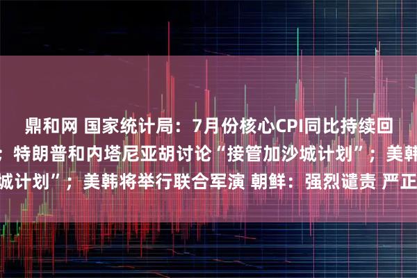 鼎和网 国家统计局：7月份核心CPI同比持续回升，PPI环比降幅收窄；特朗普和内塔尼亚胡讨论“接管加沙城计划”；美韩将举行联合军演 朝鲜：强烈谴责 严正警告丨早报